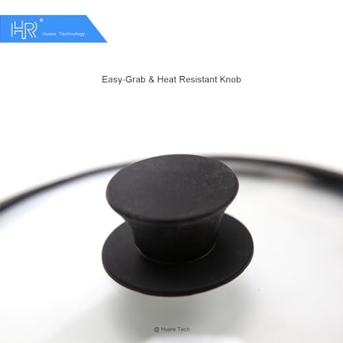 HR Huare Vented Tempered Glass Cookware Lid Black 1 Pack