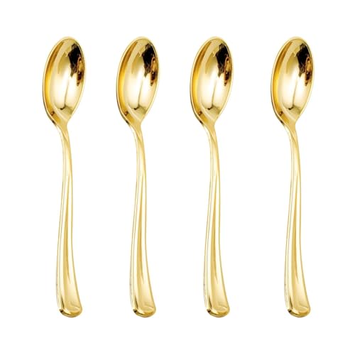 100 Pack Gold Plastic Spoons Disposable (100 Count)