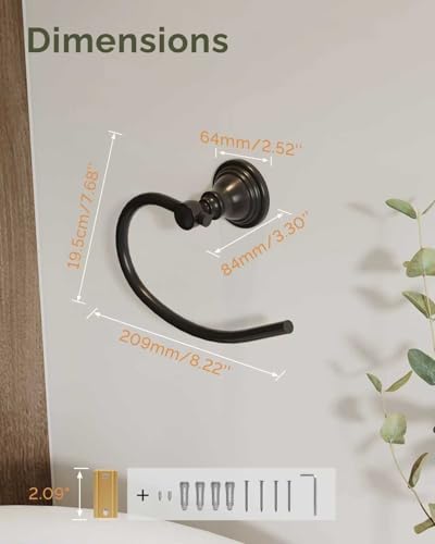 Black Towel Ring Wall Mounted for Bathroom