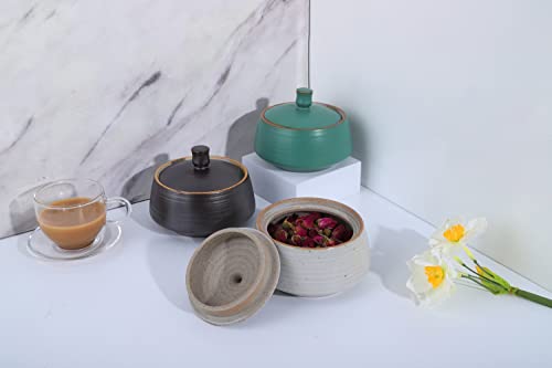 Small Kitchen Ceramic Canister Storage Jar with Lid White