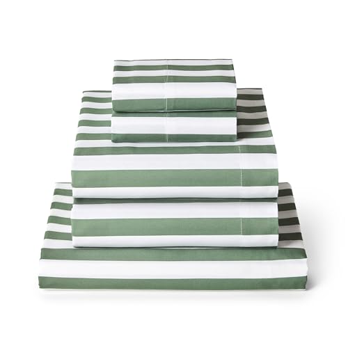 Iconic 5-PC, Ultra Soft Sheet Set (Split King, Oxford Stripe Sage)