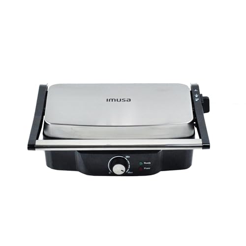 Stainless Steel Panini Press Electric with Adjustable Temperature Settings and Nonstick Plates