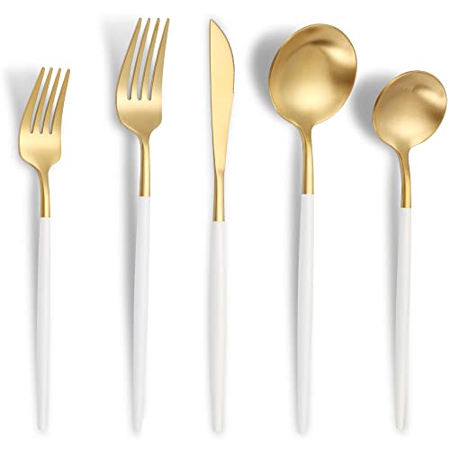 Matte White Gold Silverware Set for 8 (40 Count)