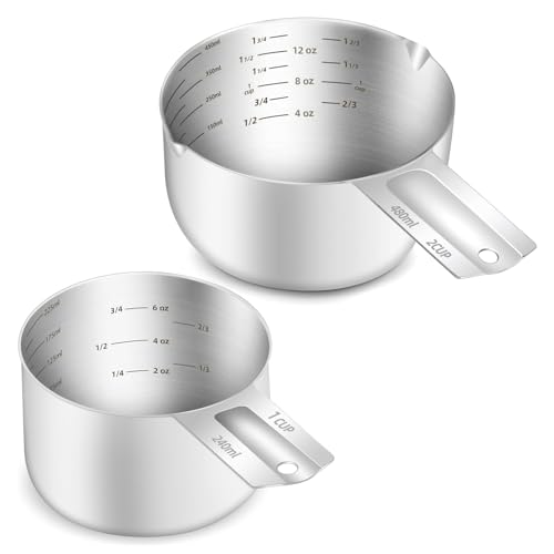 18/8(304) Stainless Steel Measuring Cup Set(1CUP & 2CUP) (2 Count)