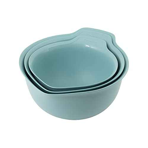 Universal Nesting Plastic Mixing Bowls with Non Slip Base and Pour Spout (3 Count)