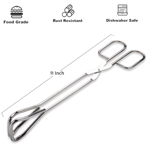 11" Heavy Duty Stainless Steel Kitchen Scissor Tongs with Comfortable Ergonomic Grip (2 Count)