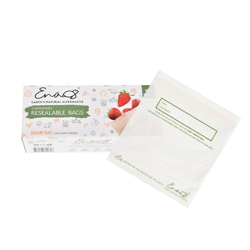 100% Compostable Food Storage Bags [Quart 100 Pack] Eco (100 Count)