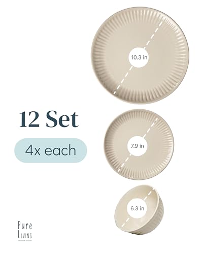 12 Piece Stoneware Dinnerware Set for 4 (12 Count)