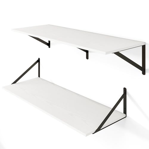 32W x 12D Deep Floating Shelves Set of 2 White (2 Count)