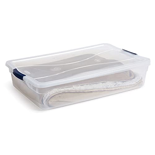 Cleverstore 42 Quart Stackable Plastic Storage Container Organizer Bin with Latching Lids for Garage (4 Count)