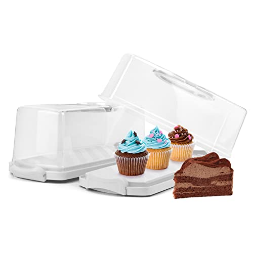2 Pack Plastic Rectangular Bread Box with Clear Lid (2 Count)