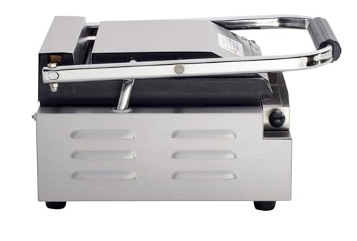Commercial Electric Panini Sandwich Grill with Grooved Plates