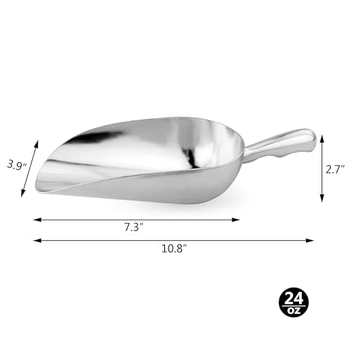 34547 One Piece Cast Aluminum Round Bottom Bar Ice Flour Utility Scoop