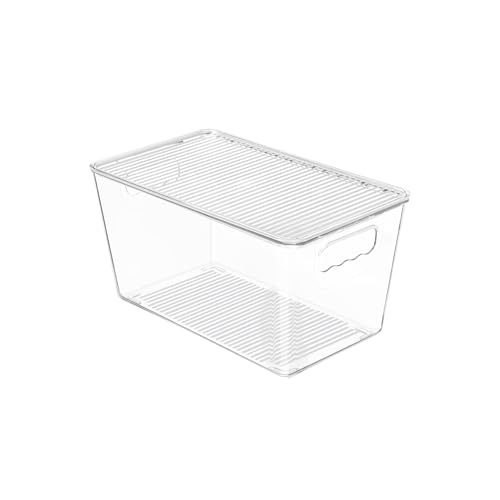 1 Pack Clear Stackable Storage Bins with Lids and Handles