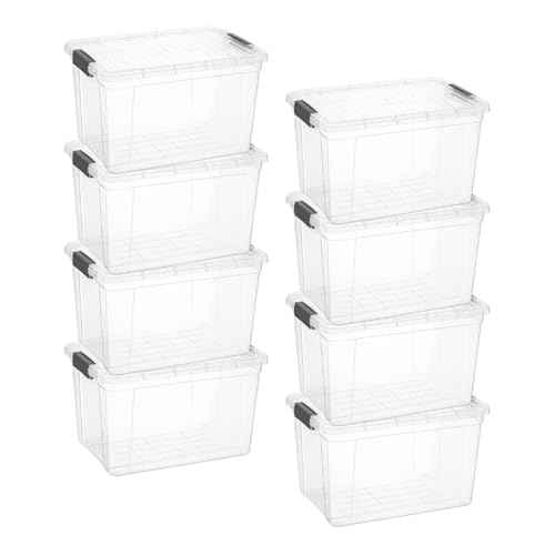 14.7 Quart Clear Plastic Storage Boxes with Lids (8 Count)