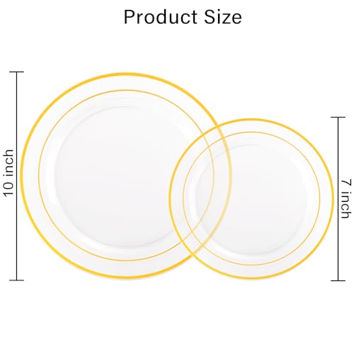 102 Pcs Clear Gold Plastic Plates (102 Count)