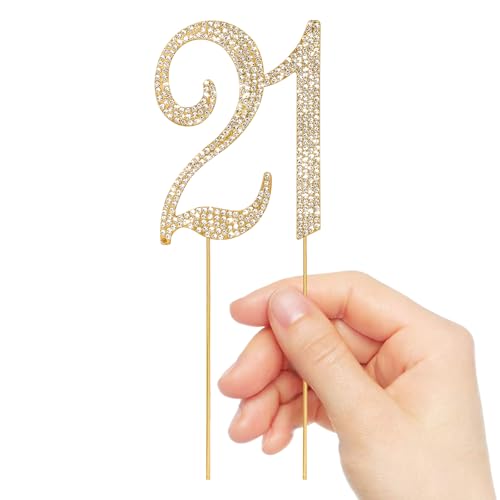 Gold 21st Birthday Cake Topper Rhinestones Cake Decorations