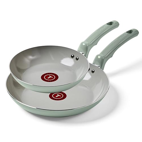 Refresh Ceramic Nonstick Frying Pan Set 8" & 10" Skillets Mint Green