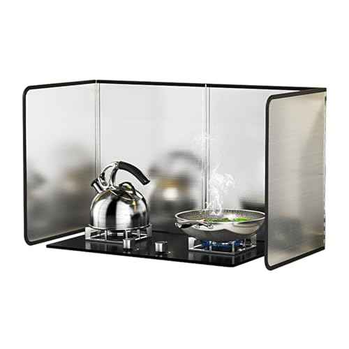 4 Sided Grease Splatter Guard Foldable Splatter Guard for Stove Stainless Steel Oil Splatter Screens Backsplash for Wall Gas Range Frying Pan Camping