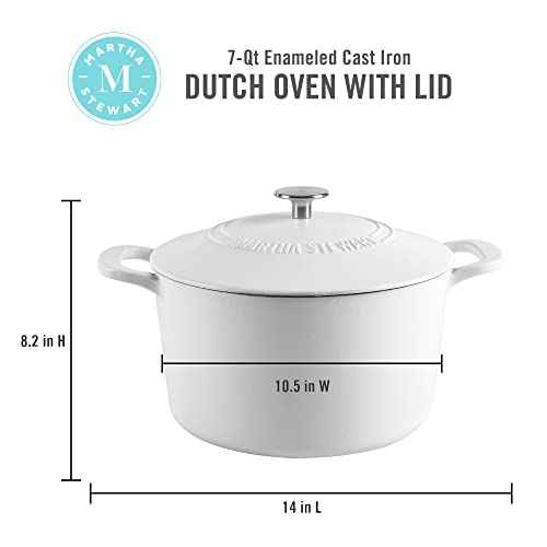 Gatwick 7 Quart Enamel Cast Iron Dutch Oven Pot with Lid