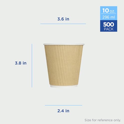 10 oz Ripple Insulated Coffee Cup [500 Count] Disposable Paper Hot Cup