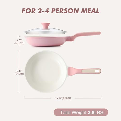 9.5In Nonstick Ceramic Frying Pan with Lid
