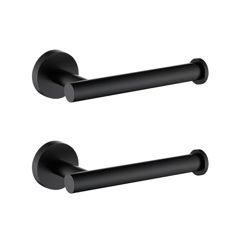Toilet Paper Holder SUS304 Stainless Steel Round Size Matte Black 2 Pack (2 Count)