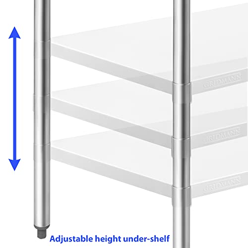 Stainless Steel Kitchen Prep Table 72 x 30 Inches with Backsplash & Under Shelf