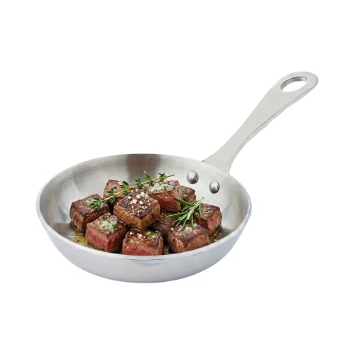 Round Silver Stainless Steel Mini Frying Pan