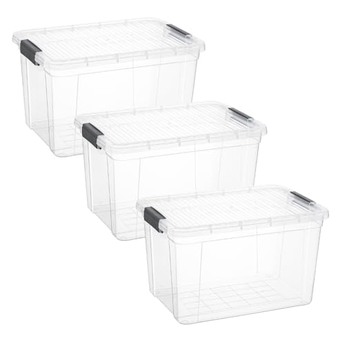 14.7 Quart Clear Plastic Storage Boxes with Lids (3 Count)
