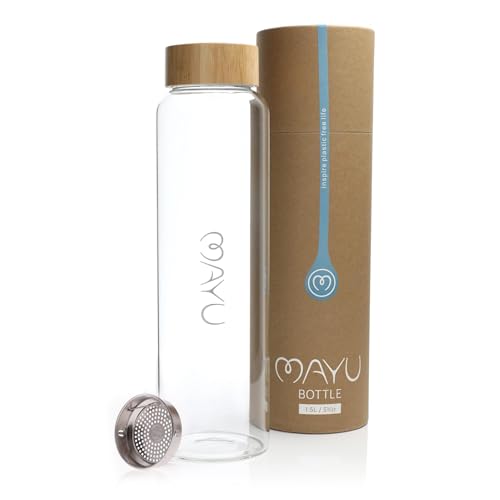 Pure Glass Reusable Water Bottle with Bamboo Lid