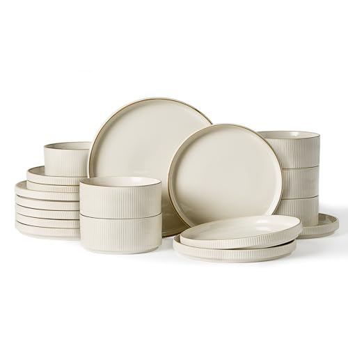 Star Plates & Bowls Sets with Rim (18 Count)