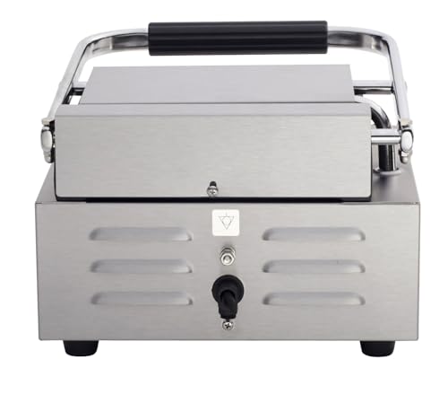 Commercial Electric Panini Sandwich Grill with Grooved Plates