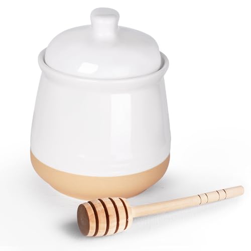 Honey jar with Lid and Wooden Dipper (12 Ounce)