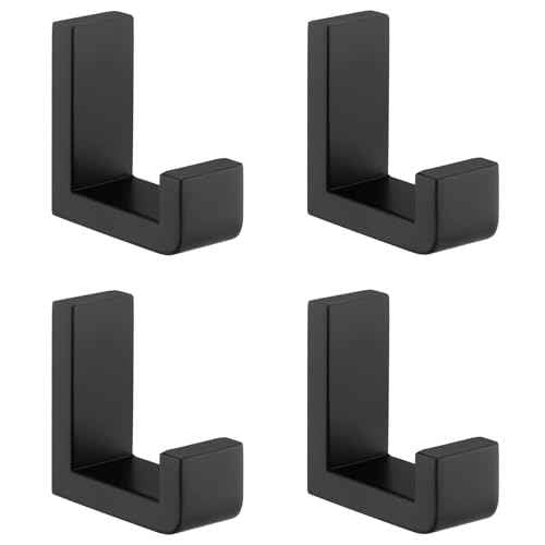 Towel Hooks for Bathrooms Matte Black (4 Count)