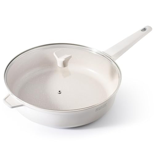 SOHO 12.5 Inch Nonstick Deep Frying Pan Skillet with Glass Lid