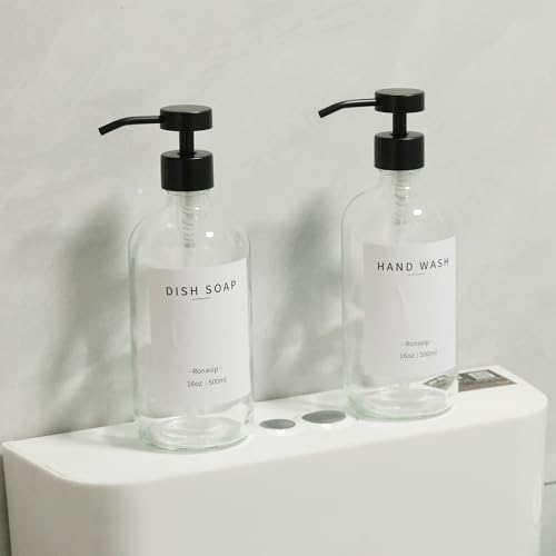 Set of 5 Kitchen Soap Dispenser Set 16 Oz Glass Hand Dish Soap Dispenser with Stainless Steel Pump (5 Count)