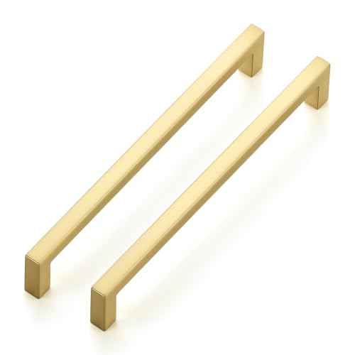 Brushed Gold Cabinet Handles Solid Cabinet Pulls 6 (10 Count)