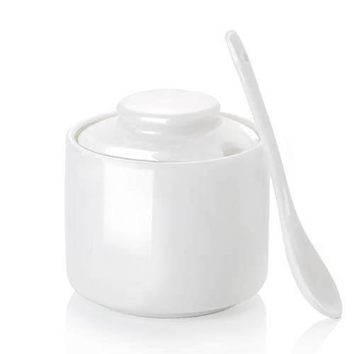 Ceramic Sugar Bowl with Lid and Spoon 8oz