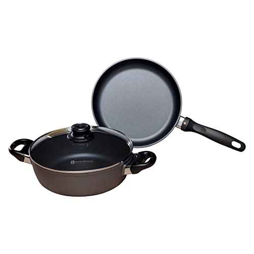 3 Piece Set Fry Pan & Casserole HD Nonstick Diamond Coated Aluminum with Lids