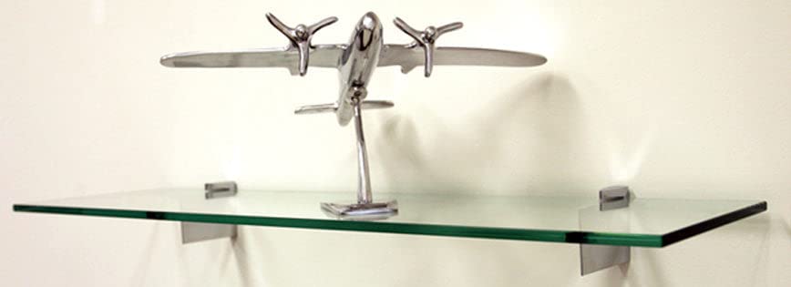8" x 48" Brushed Steel Raven Glass Shelf