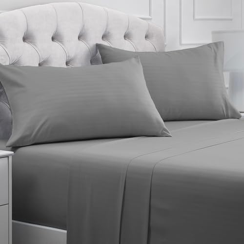 Iconic 4-PC, Ultra Soft Sheet Set (Cal King, Striped Gray/Silver)