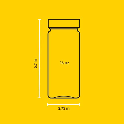 16 oz Reusable Glass Bottles with Caps. Set of 8 Juicing Bottles With Lids and Juice Jars Labels. Glasses for Cold Brew