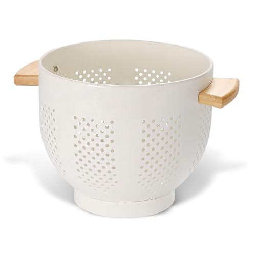Metal Colander with Wood Handle and Stable Base