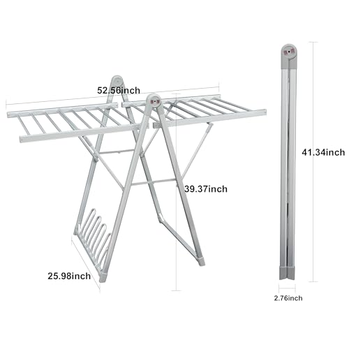 Heating Clothes Drying Rack Foldable Shoes Socks Silvery Gray