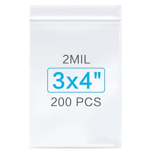 200Pcs 3 x 4 inch Small Plastic Zip Bags (200 Count)