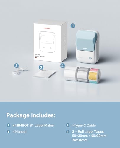 B1 Label Maker Machine with 3 Tapes