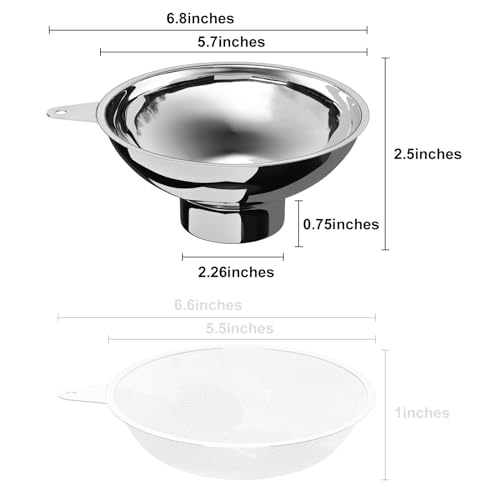 5.7 in X 2.26 in Caliber Stainless Steel Canning Funnel for Regular Caliber Mason Jars