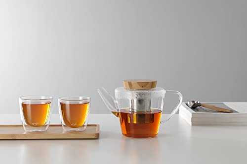 Viva Infusion Borosilicate Glass Tea Pot for Stovetop with Loose Leaf Tea Infuser Mesh (34 Ounce)