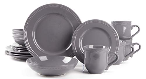 HomeVSS 16 Piece Pearl Dots Stoneware Dinnerware Set